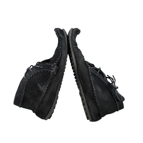 Minnetonka Shoes Womens 8 Moccasin Chukka Ankle Bootie Leather Black Lace Up - Picture 8 of 14